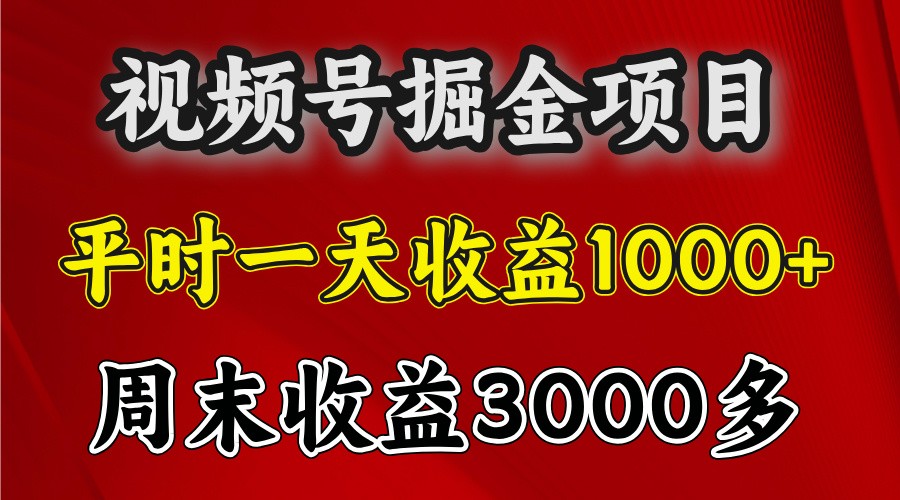 一天收益1000+ 视频号掘金，周末收益会更高些-博库