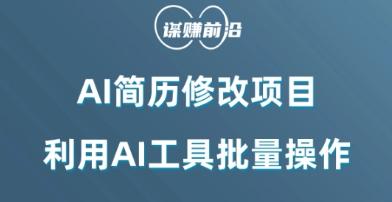 AI简历修改项目，利用AI工具批量化操作，小白轻松日200+-博库