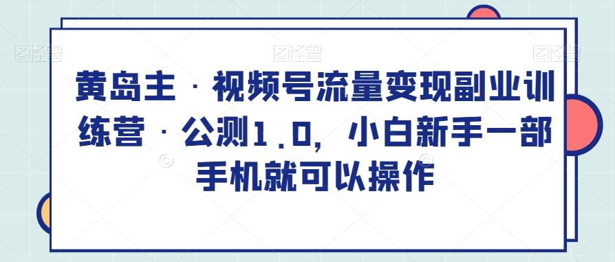 黄岛主·视频号流量变现副业训练营·公测1.0，小白新手一部手机就可以操作-博库