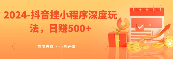 2024全网首次披露，抖音挂小程序深度玩法，日赚500+，简单、稳定，带渠道收入，小白必做【揭秘】-博库