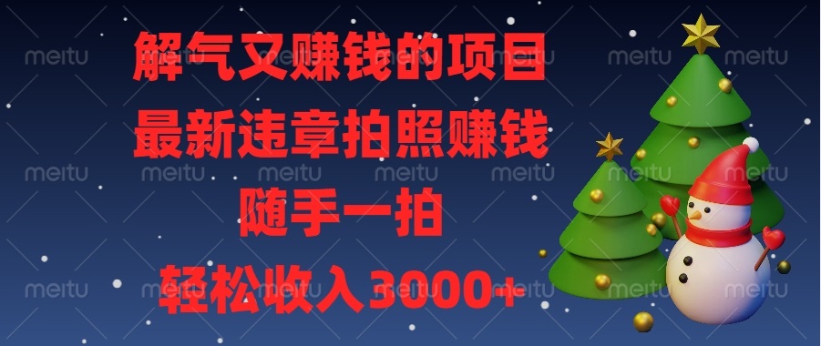 解气又赚钱的项目，最新违章拍照赚钱，随手一拍，轻松收入3000+-博库