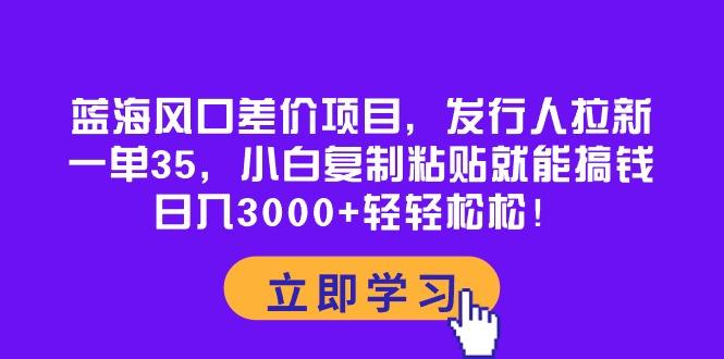 蓝海风口差价项目，发行人拉新，一单35，小白复制粘贴就能搞钱！日入30…-博库