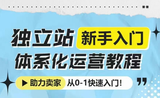 独立站新手入门体系化运营教程，助力独立站卖家从0-1快速入门!-博库