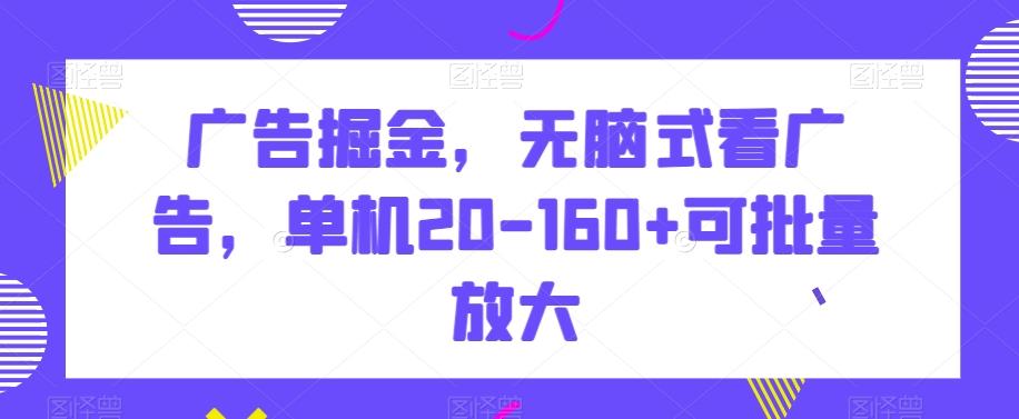 广告掘金，无脑式看广告，单机20-160+可批量放大【揭秘】-博库