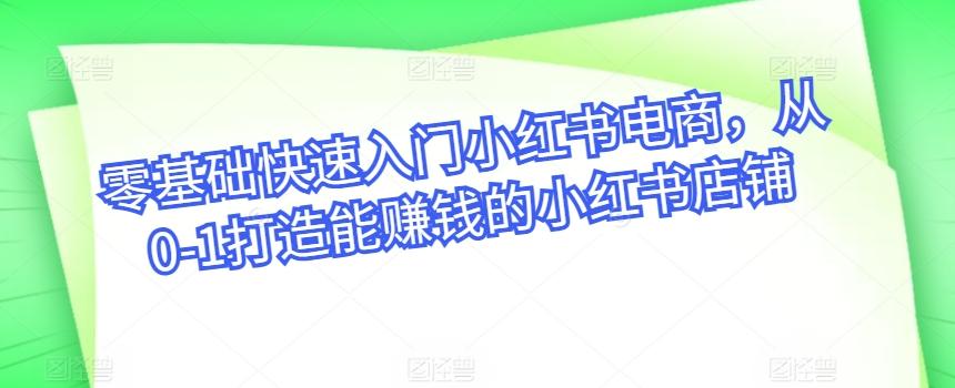 零基础快速入门小红书电商，从0-1打造能赚钱的小红书店铺-博库