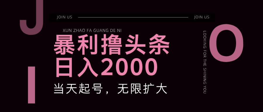 暴利撸头条，单号日入2000+，可无限扩大-博库