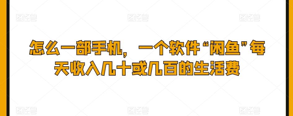 怎么一部手机，一个软件“闲鱼”每天收入几十或几百的生活费-博库