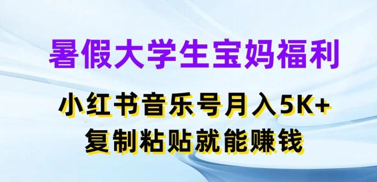 暑假大学生宝妈福利，小红书音乐号月入5000+，复制粘贴就能赚钱【揭秘】-博库