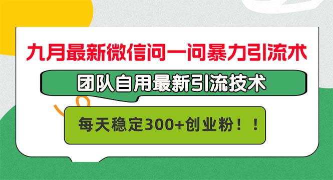 九月最新微信问一问暴力引流术，团队自用引流术，每天稳定300+创…-博库