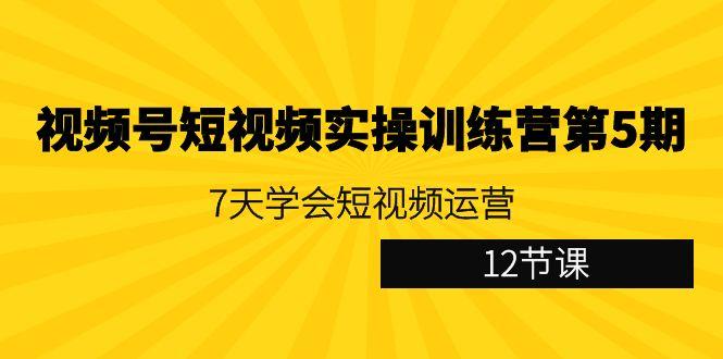 视频号短视频实操训练营第5期：7天学会短视频运营(12节课)-博库