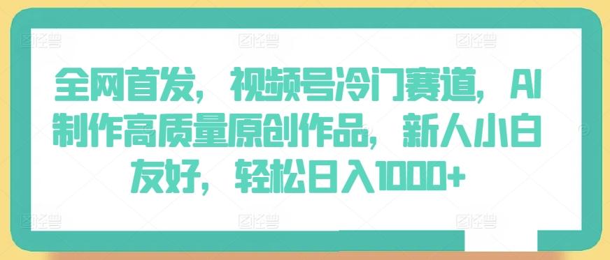 全网首发，视频号冷门赛道，AI制作高质量原创作品，新人小白友好，轻松日入1000+【揭秘】-博库