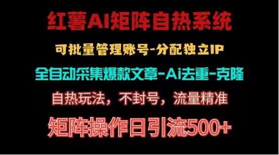 红薯矩阵自热系统，独家不死号引流玩法！矩阵操作日引流500+-博库