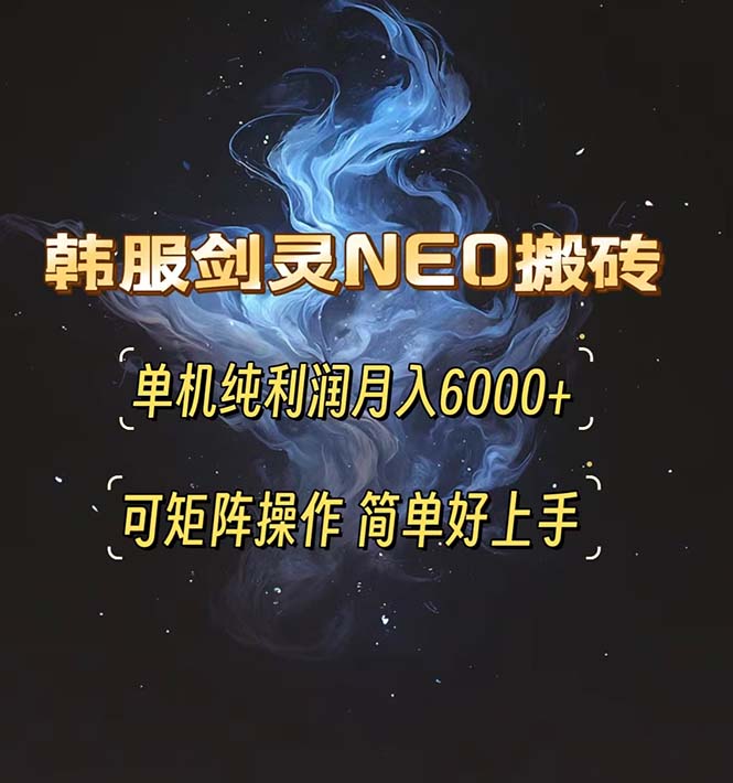 韩服剑灵NEO搬砖攻略，单机纯利润月入6000+ 可矩阵操作，简单好上手。-博库