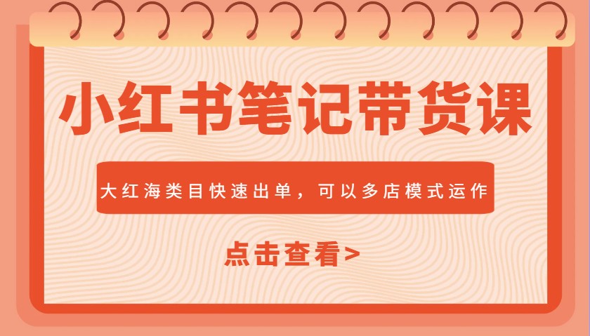 小红书笔记带货课，大红海类目快速出单，市场大，可以多店模式运作-博库