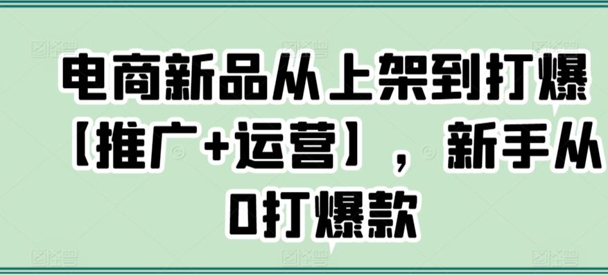 电商新品从上架到打爆【推广+运营】，新手从0打爆款-博库