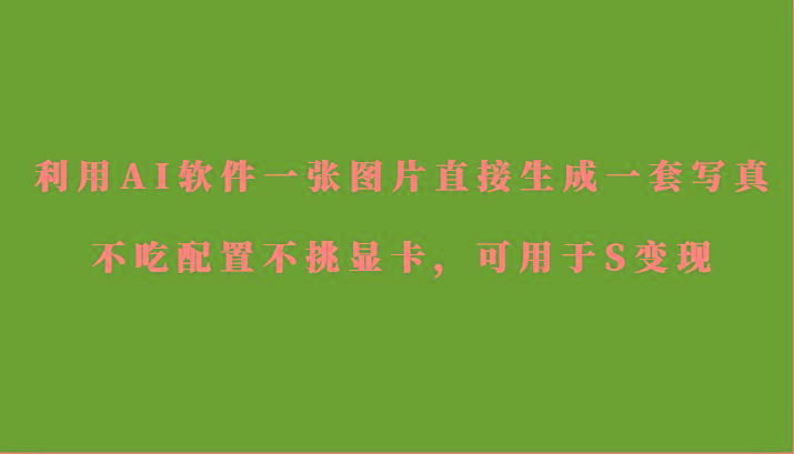 利用AI软件只需一张图片直接生成一套写真，不吃配置不挑显卡，可用于S变现-博库