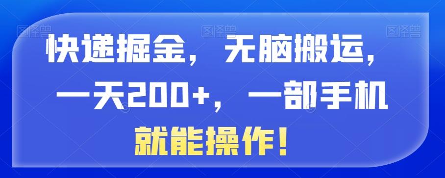 快递掘金，无脑搬运，一天200+，一部手机就能操作！-博库