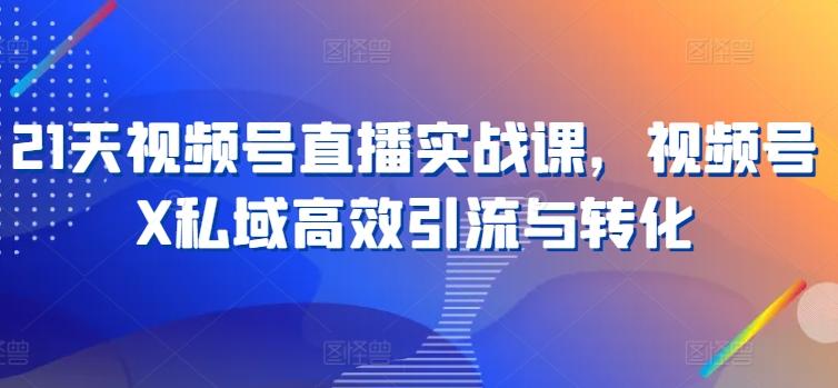 21天视频号直播实战课，视频号X私域高效引流与转化-博库