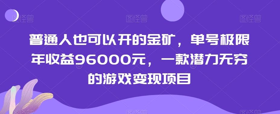 普通人也可以开的金矿，单号极限年收益96000元，一款潜力无穷的游戏变现项目【揭秘】-博库