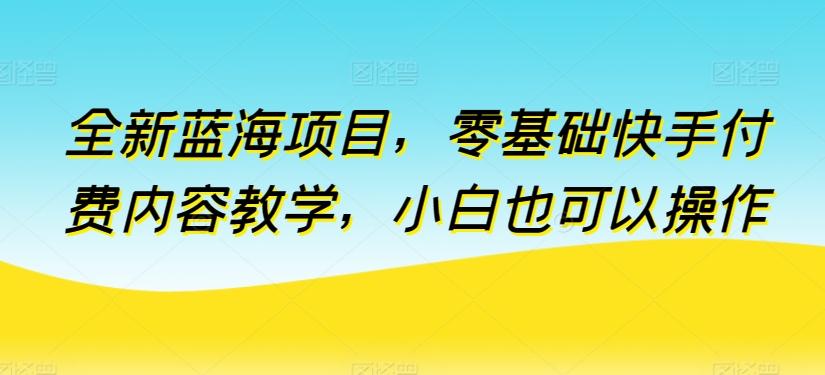 全新蓝海项目，零基础快手付费内容教学，小白也可以操作【揭秘】-博库