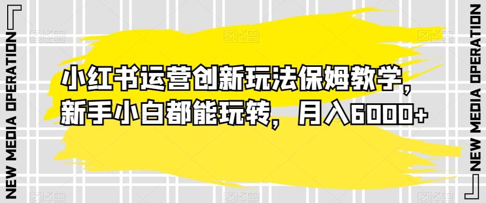 小红书运营创新玩法保姆教学，新手小白都能玩转，月入6000+【揭秘】-博库