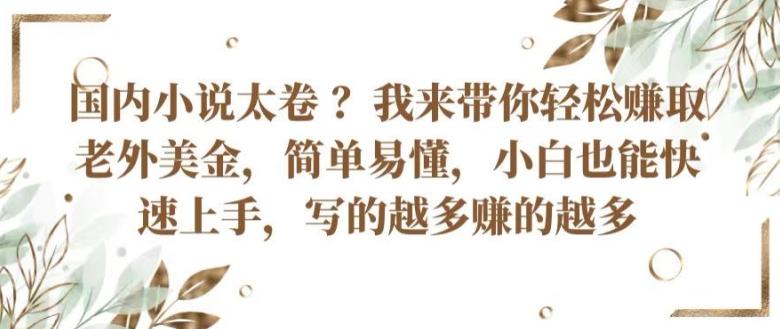 国内小说太卷 ?带你轻松赚取老外美金，简单易懂，小白也能快速上手，写的越多赚的越多【揭秘】-博库