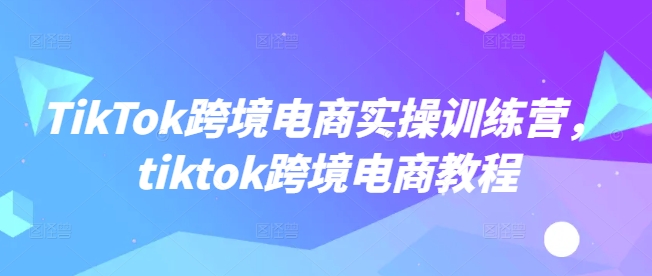 TikTok跨境电商实操训练营，tiktok跨境电商教程-博库