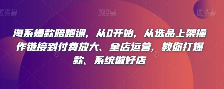 淘系爆款陪跑课，从0开始，从选品上架操作链接到付费放大、全店运营，教你打爆款、系统做好店-博库