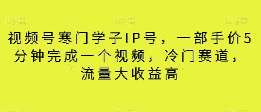 视频号寒门学子IP号，一部手价5分钟完成一个视频，冷门赛道，流量大收益高【揭秘】-博库