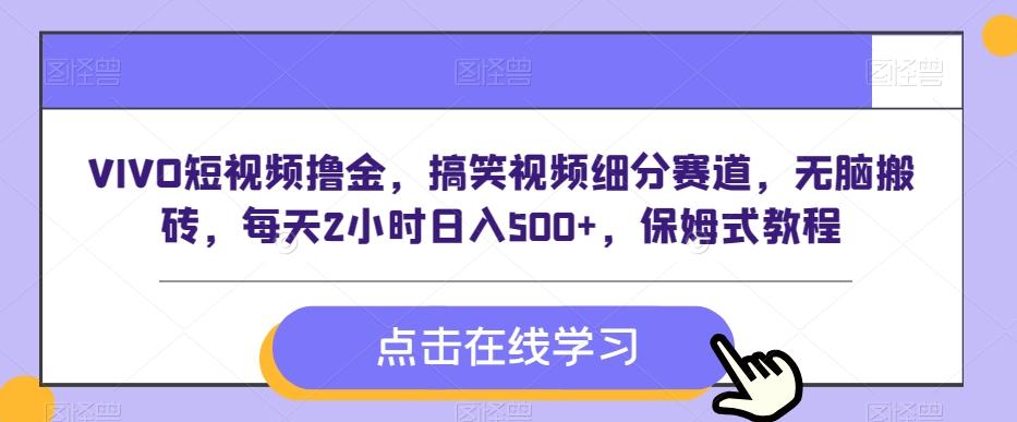 VIVO短视频撸金，搞笑视频细分赛道，无脑搬砖，每天2小时日入500+，保姆式教程-博库