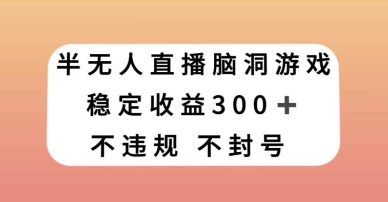 半无人直播脑洞小游戏，每天收入300+，保姆式教学小白轻松上手【揭秘】-博库