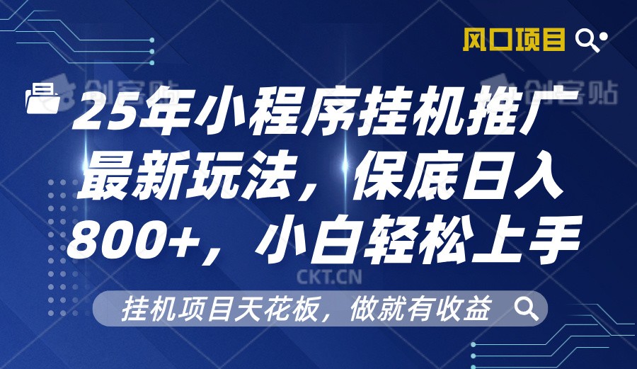 2025年小程序挂机推广最新玩法，保底日入800+，小白轻松上手-博库