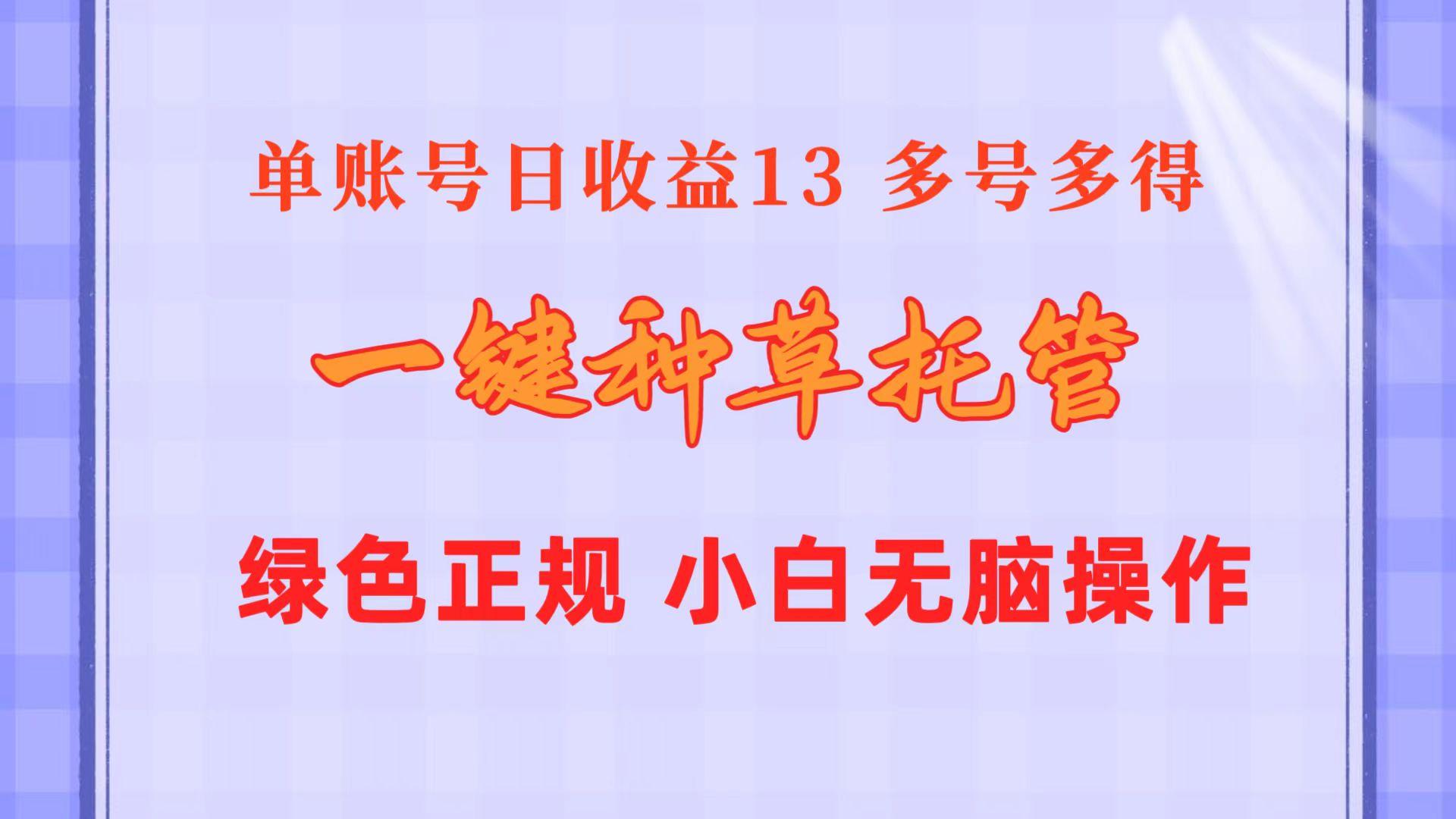 一键种草托管 单账号日收益13元  10个账号一天130  绿色稳定 可无限推广-博库