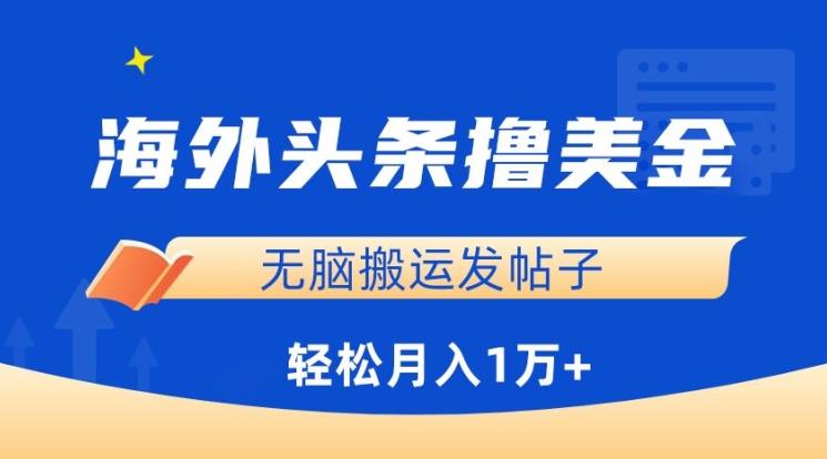 海外头条撸美金，无脑搬运发帖子，月入1万+，小白轻松掌握【揭秘】-博库