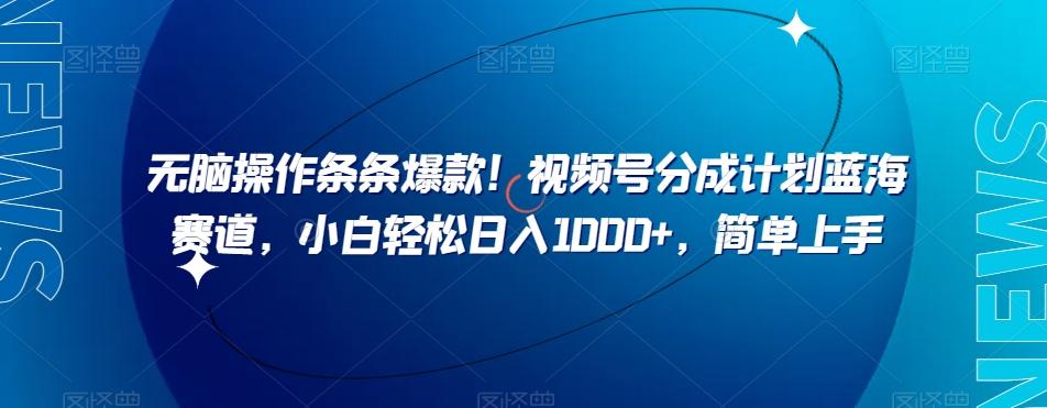 无脑操作条条爆款！视频号分成计划蓝海赛道，小白轻松日入1000+，简单上手-博库