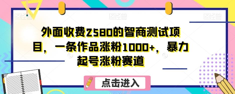 外面收费2580的智商测试项目，一条作品涨粉1000+，暴力起号涨粉赛道【揭秘】-博库