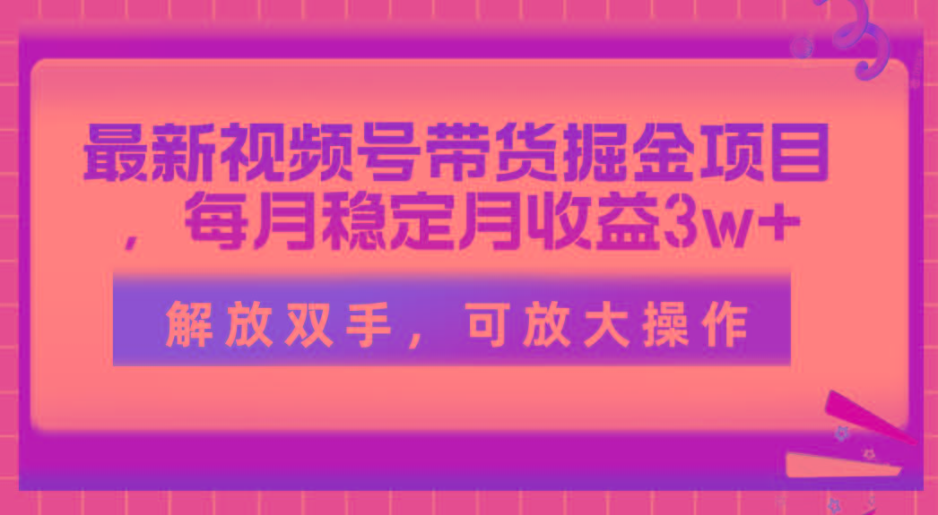 最新视频号带货掘金项目，每月稳定月收益3w+，解放双手，可放大操作-博库