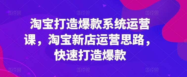 淘宝打造爆款系统运营课，淘宝新店运营思路，快速打造爆款-博库