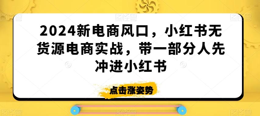 2024新电商风口，小红书无货源电商实战，带一部分人先冲进小红书-博库