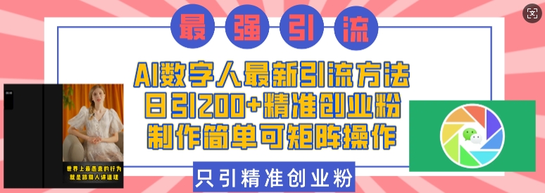 AI数字人最新引流方法，日引200+精准创业粉，制作简单可矩阵操作-博库