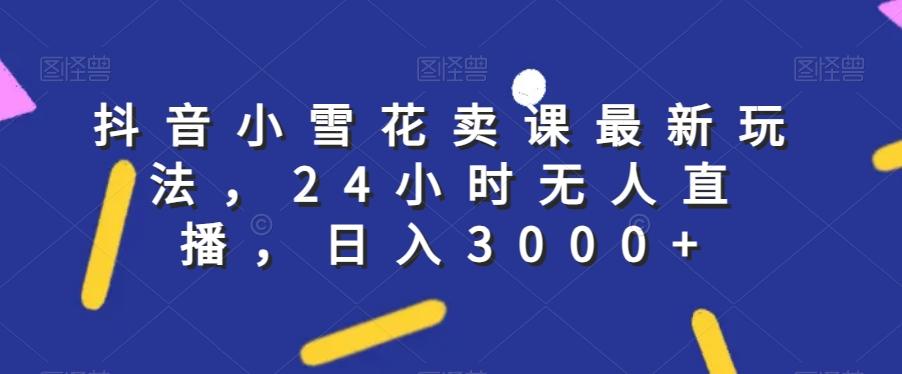 抖音小雪花卖课最新玩法，24小时无人直播，日入3000+【揭秘】-博库