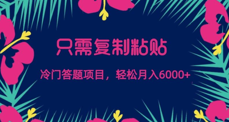 只需复制粘贴，冷门答题项目，轻松月入6000-博库