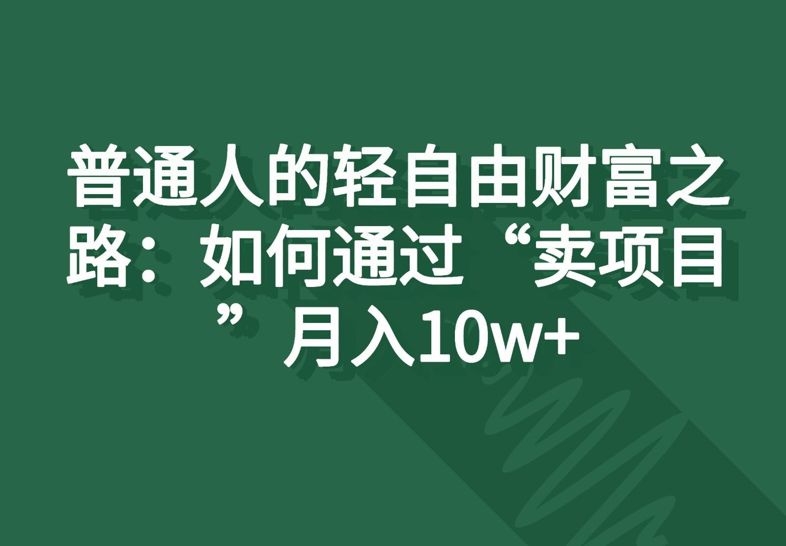 普通人的轻自由财富之路：如何通过“卖项目”月入10w+-博库