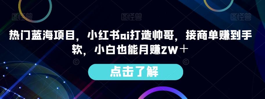 热门蓝海项目，小红书ai打造帅哥，接商单赚到手软，小白也能月赚2W＋-博库