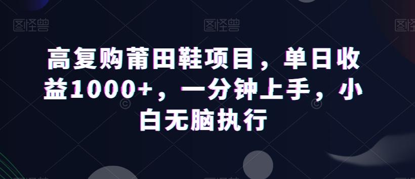 高复购莆田鞋项目，单日收益1000+，一分钟上手，小白无脑执行-博库