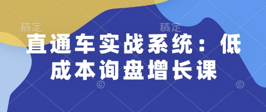 直通车实战系统：低成本询盘增长课，让个人通过技能实现升职加薪，让企业低成本获客，订单源源不断-博库