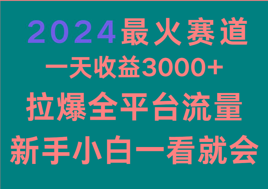 2024最火赛道，一天收一3000+.拉爆全平台流量，新手小白一看就会-博库