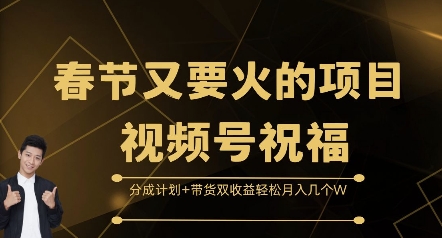 春节又要火的项目视频号祝福，分成计划+带货双收益，轻松月入几个W【揭秘】-博库