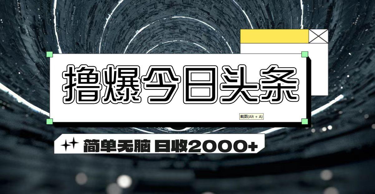 撸爆今日头条 简单无脑操作 日收2000+-博库