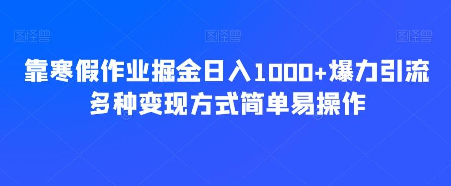 靠寒假作业掘金日入1000+爆力引流多种变现方式简单易操作-博库